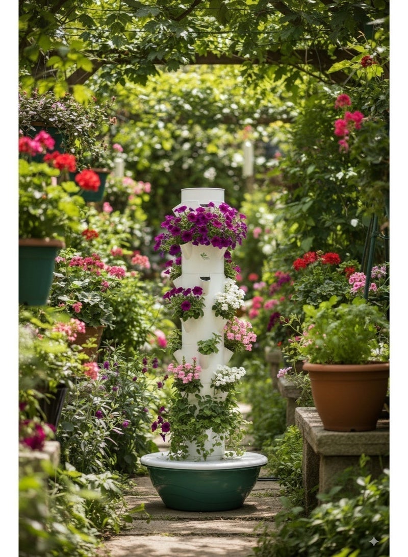 برج نظام زراعة مائية مع 20 وعاء عمودي، برج مائي بتدوير تلقائي للمياه، حديقة للأعشاب والفواكه والخضروات (5 طبقات) - Image 2